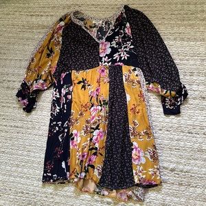 Umgee Women’s Mini Dress, Flowy, Patchwork